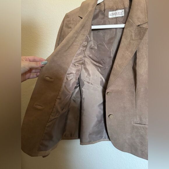 Vintage 70s Suede Leather Blazer Jacket Sz Small in Tan - Picture 5 of 6